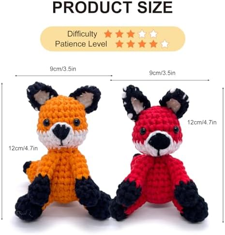 Fox Crochet Kit for Beginners, Learn to Crochet Starter Set with Step-by-Step Video Tutorial & Crocheting Manual, Easy Yarn Knitting Project for Adult & Kid 12+, Stuffed Animal Doll for Xmas Gift - Image 4