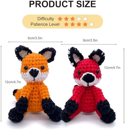Fox Crochet Kit for Beginners, Learn to Crochet Starter Set with Step-by-Step Video Tutorial & Crocheting Manual, Easy Yarn Knitting Project for Adult & Kid 12+, Stuffed Animal Doll for Xmas Gift - Image 4