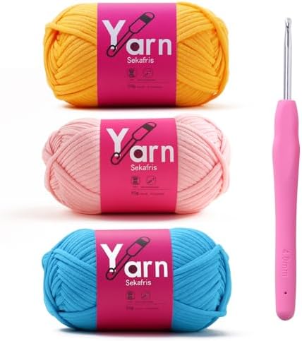 Beginner Yarn for Crocheting Cotton Crochet Yarn #4 Mixed Colors by Sekafris