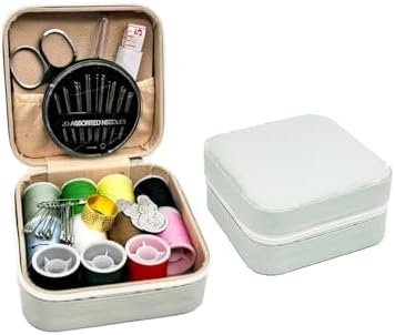 Portable Sewing Kit for Adults, Travel Sewing Supplies with Needles, Thread, Scissors, Zipper Repair Kit, Mini Emergency Sewing Set for Home, Office, Beginner & on-the-Go Repairs (White) by Unknown