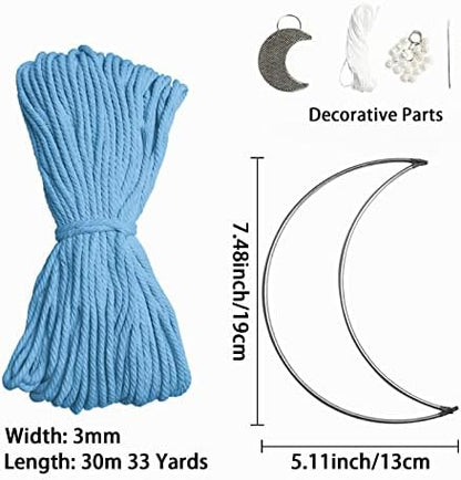 JeogYong Macrame Kit, DIY Moon Dream Catcher Macrame Kits for Kids & Adults Beginners, Includes Metal Hoop Rings Macrame Cord or More Craft Supplies and Materials for Bohemian Wall Decor Dreamcatcher - Image 2