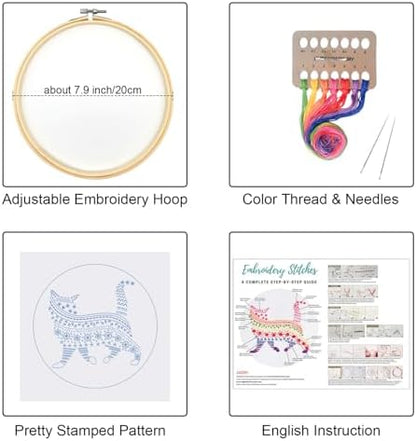 Louise Maelys Cute Cat Embroidery Kit for Beginners Creative Set - Image 2