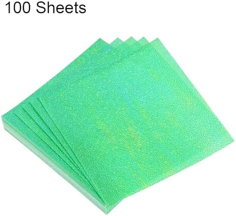 MECCANIXITY 100 Sheet Glitter Origami Paper 4x4 Inch Shiny Sparkly Square Folding Sheet 10x10cm Iridescent Paper for DIY Art, Craft Decor, Green - Image 3