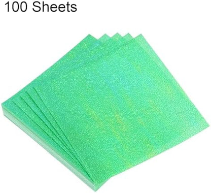 MECCANIXITY 100 Sheet Glitter Origami Paper 4x4 Inch Shiny Sparkly Square Folding Sheet 10x10cm Iridescent Paper for DIY Art, Craft Decor, Green - Image 3