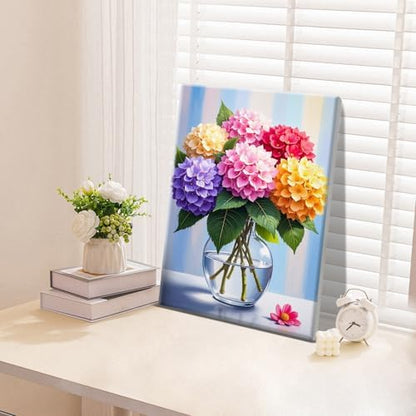 ATDMS Paint by Numbers Kit for Adults Flowers Paint by Number with Frame Hydrangea Paint by Number with Easel DIY Floral Oil Painting by Numbers for Gift Home Wall Decor 8x12 Inch - Image 5