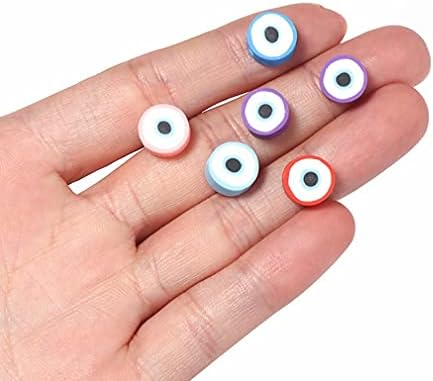 100pcs Colorful Evil Eye Polymer Clay 10mm Spacer Beads for Women Jewelry Making DIY Bracelet Necklace Hair Clip Accessories (Evil Eye) - Image 5