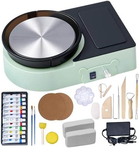 VEVOR Pottery Wheel for Kids and Adults - Complete Pottery Kit with 6" Turntable Clay Art Supplies Sculpting Tools, Mini Clay Making Pottery Wheel with Storage Design, Crafts Christmas Gifts, Green by VEVOR