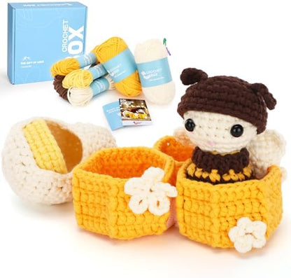 CrochetBox Bee Grow Up Crochet Kit for Beginners, Easy Craft for Adults by CROCHETBOX