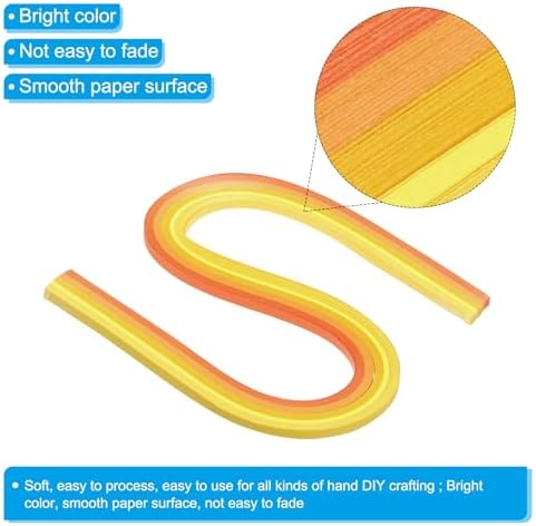 PATIKIL 120pcs Rainbow Quilling Strips Paper 3/16"(5mm) 21" Origami Paper Quilling Strip for Art DIY Hand Craft Christmas, Gradient Yellow - Image 3