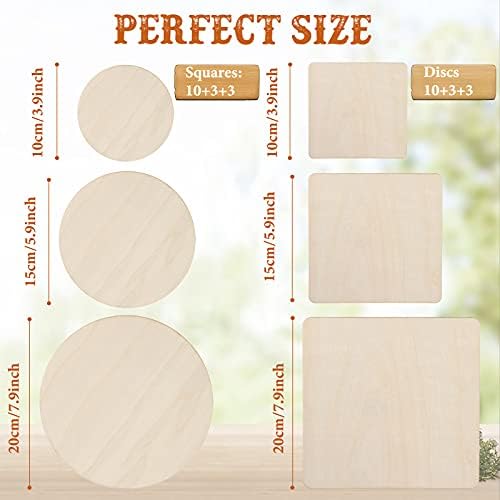 Nuanchu 32 Pcs Unfinished Wood Circles Squares 3 Sizes Christmas - Image 3