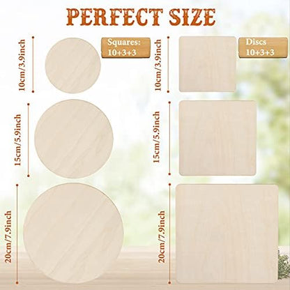 Nuanchu 32 Pcs Unfinished Wood Circles Squares 3 Sizes Christmas - Image 3