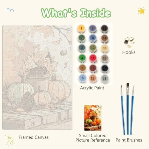 Spandrel Pumpkin Framed Paint by Numbers Kit for Adult, Halloween Adult Paint by Number Kits on Canvas, DIY Acrylic Oil Easy Autumn Painting by Numbers Fall for Home Wall Decor, 8x12in - Image 6
