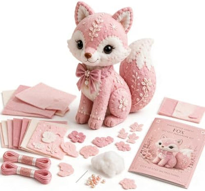 Pink Enchanted Forest DIY Felt Patchwork Kit, 3D Pink Woodland Friends DIY Felt Patchwork Kit, Pastoral Wild Creatures Handicraft Activity, Manual Tailoring Bundle for Beginners Adult (Color G) by Unknown