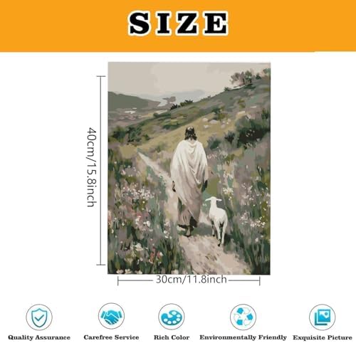Christianity Paint by Numbers Kit for Adults Framed Canvas, Frameworkless - Image 3