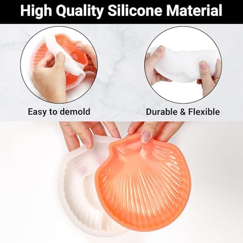 Gartful 3 Pieces Tray Resin Molds, Silicone Jewelry Dish Molds, DIY Storage Container Epoxy Casting Molds for Jewelry Ring Holders, Soap Dish, Candle Holder, 3 Large Styles(Conch & Star & Shell) - Image 3