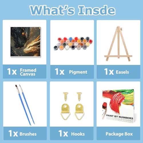 Dragon Paint by Numbers with Frame, Paint by Numbers Kit for Adults 10x10 - Image 4