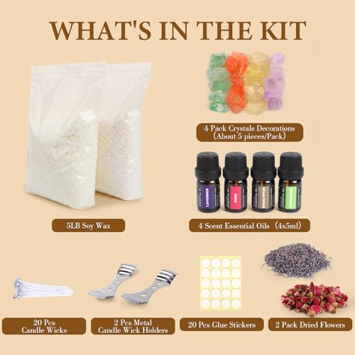 SACATR 5LB Soy Wax Candle Making Kit,Natural 100% Soy Wax for Candle Making - Image 2