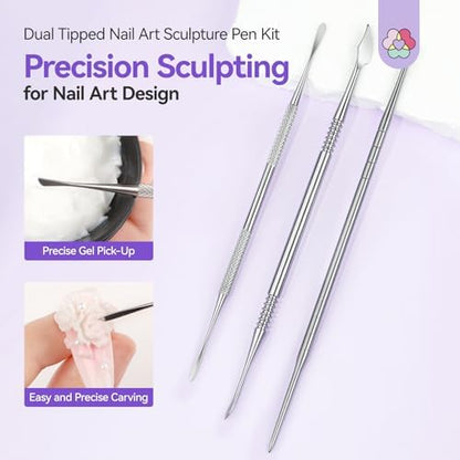 SAVILAND Dual-Head 3D Nail Art Sculpture Pen 3PCS - Image 2