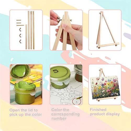 Wild Flower Paint by Numbers for Adults with Framed Canvas - Wooden Easel - Image 6