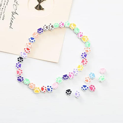 100pcs Mixed Polymer Clay Spacer Beads for Women Jewelry Making DIY Bracelet Necklace Hair Clip Accessories (Paw Print) - Image 2