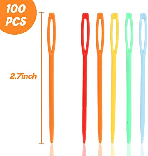 LoveInUSA 100PCS Yarn Needles for Kids & Beginners, 2.7inch Large Eye Plastic Knitting Sewing Needles for Crochet, Weaving, Tapestry, Christmas Craft Gifts, DIY Sewing Handmade Crafts - Image 2