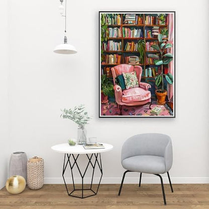 Clendo Pink Room Paint by Number for Adults Beginners, Study Room Adults Paint by Numbers Kits on Canvas, DIY Oil Painting Acrylic Paints for Home Wall Art Decor(16x20inch) - Image 6