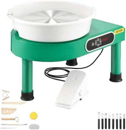 VEVOR Pottery Wheel, 10IN LCD Touch Screen Pottery Wheel Forming Machine, 350W Electric DIY Clay Sculpting Tools with Foot Pedal, Detachable ABS Basin for Adults and Beginners Art Craft by VEVOR