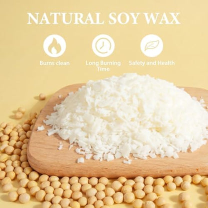 FUHITIM Soy Candle Wax Kit for Candle Making 5 lbs Bag, Premium Natural Soy Wax Flakes, No additives and Pure, 100 Cotton Candle Wicks, Fragrance Oils, Dried Flowers & Pigment Colors - Image 4