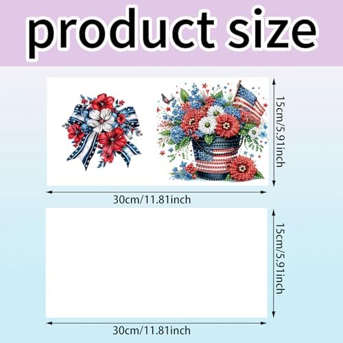 Diamond Art Painting Cards,6 Pack Gem Art Greeting Cards with Envelopes, 5D Diamond Dots Kits Birthday Cards Making Kits for Adults Family Friends Birthday Gifts(Independence Day Flowers) - Image 5