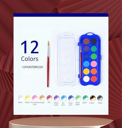 Watercolor Workbook，Water Paint Adult Set，Easy Coloring Book,Beautiful Paintings for Beginner (Flower-12 Color) - Image 2