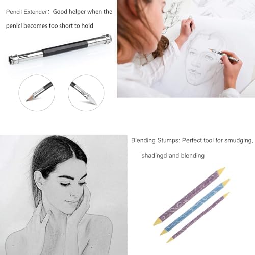Drawing Pencils Sketch Pencil Art Supplies Set for Adults Beginners Professional Sketching Art Graphite Charcoal Blending Stump Pencils kit - Image 7