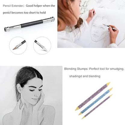 Drawing Pencils Sketch Pencil Art Supplies Set for Adults Beginners Professional Sketching Art Graphite Charcoal Blending Stump Pencils kit - Image 7