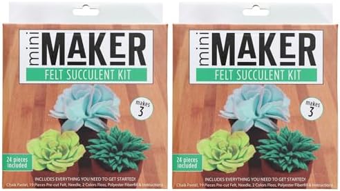 Essentials By Leisure Arts Felt Kit Mini Maker Succulent Green 2 Pc Needle Felt Kit with Supplies Included to Create Adorable Succulents! Perfect Felting Kits for Beginners Adult Craft by EssentialsByLeisureArts