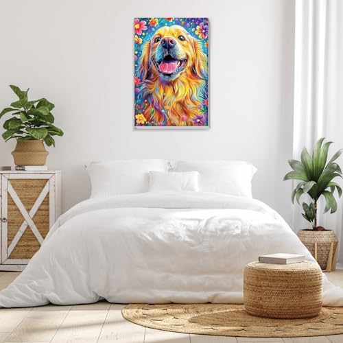 Bowetile Framed Paint by Numbers Dog for Adults Beginners, Adults' Paint-by-Number Dog Kits, Easy Adult Paint by Number Kits on Canvas, Acrylic Animals Number Painting for Home Decor, 8x12in - Image 4