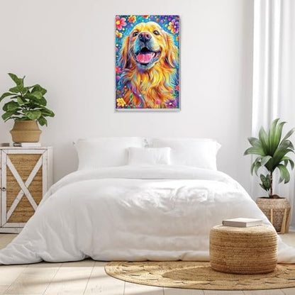Bowetile Framed Paint by Numbers Dog for Adults Beginners, Adults' Paint-by-Number Dog Kits, Easy Adult Paint by Number Kits on Canvas, Acrylic Animals Number Painting for Home Decor, 8x12in - Image 4