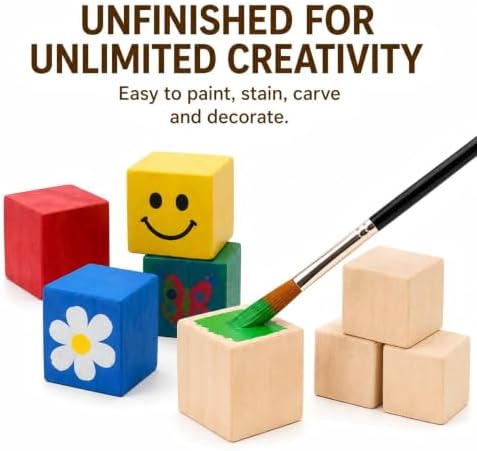 120 Pack Unfinished Wood Blocks, 1 Inch Solid Wood Cubes for Crafts - Image 6