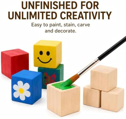 120 Pack Unfinished Wood Blocks, 1 Inch Solid Wood Cubes for Crafts - Image 6