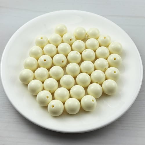 40pcs Acrylic Round Beads for Crafts 16mm Resin Candy Color Spacer Beads with Hole for Jewelry Making Sewing Crafts Decoration Necklaces Bracelets Earrings Supplies(Cream) - Image 2