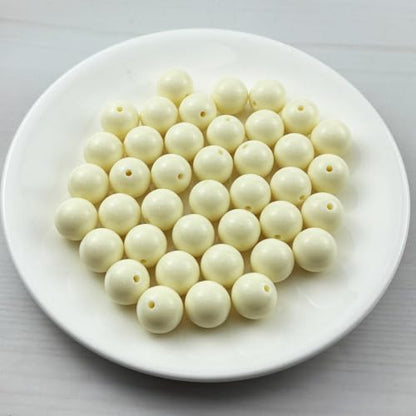 40pcs Acrylic Round Beads for Crafts 16mm Resin Candy Color Spacer Beads with Hole for Jewelry Making Sewing Crafts Decoration Necklaces Bracelets Earrings Supplies(Cream) - Image 2