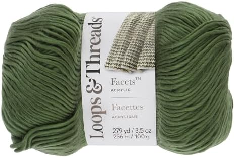 Loops & Threads Facets Yarn - Yarn for Knitting, Crochet, Weaving, and Arts & Crafts - Green, Acrylic, 3.5 oz by LoopsThreads