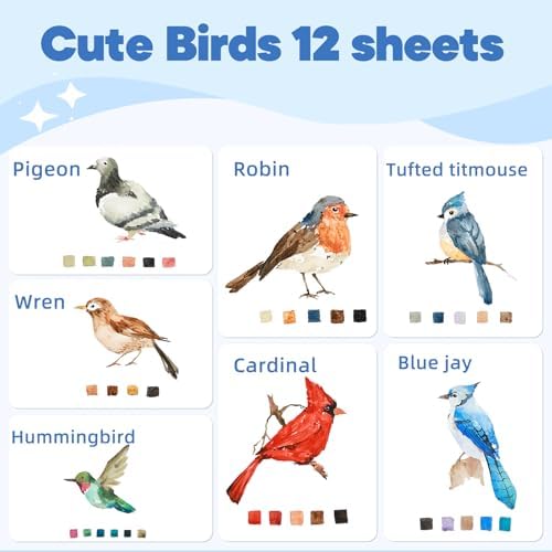 Teswarha Watercolor Workbook Using Thick Real Cotton Watercolor Paper for Adults Teens Spiral Bound 300GSM Art Paper 12 Sheets Birds 8.2 x 9.8in - Image 6