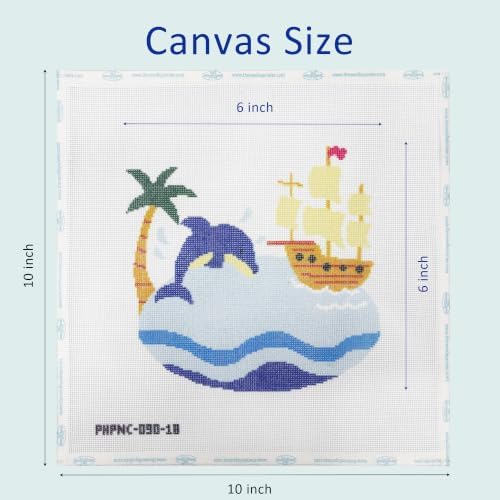 Howie's Needlepoint Beach Needlepoint Kits for Adults & Beginners, 18 Mesh Printed Needlepoint Canvas, Stamped Patterns Canvas Starter Kits(Special Summer,6"x 6") - Image 2