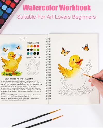 48 Colors Watercolor Paint Set for Adult Beginner with Watercolor Workbook - Image 4