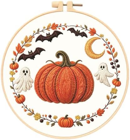 WUSARPLY Halloween Pumpkin Embroidery Kits for Beginners with Ghost Pattern by WUSARPLY