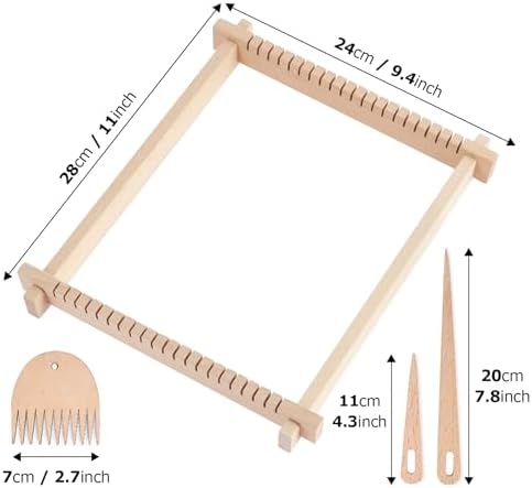 adorbox Weaving Loom, Wooden Weaving Loom for Kids Adults, 9x11inch Handmade Knitting Loom for Beginners Adults Kids with Yarn Rods Combs Shuttles Rubber Bands and Instructions - Image 2