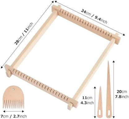 adorbox Weaving Loom, Wooden Weaving Loom for Kids Adults, 9x11inch Handmade Knitting Loom for Beginners Adults Kids with Yarn Rods Combs Shuttles Rubber Bands and Instructions - Image 2