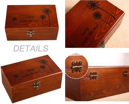 Wooden Sewing Kit Box with Cute Sewing Accessories, Sewing Basket Kit for Adults Beginners Kids Girls, Home Hand Sewing Starter Kit - Image 7