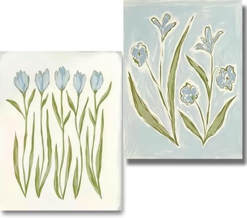 2 Pack Cute Flower Paint by Numbers Kit for Adults Beginner (Without Frame) by KICHANG