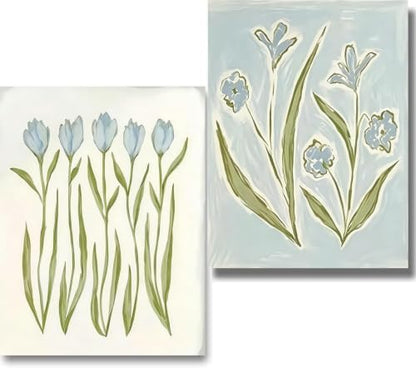 2 Pack Cute Flower Paint by Numbers Kit for Adults Beginner (Without Frame) by KICHANG
