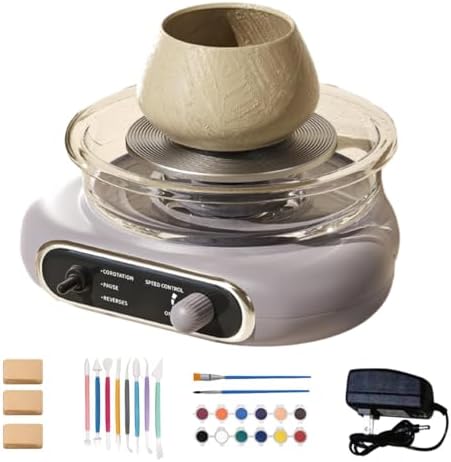 Turntable Potter's Wheel for Kids Adults, Electric Pottery Wheel Ceramic Machine, Pottery Forming Machine with Clay Tool Set, DIY Pottery Kit for Beginners DIY Clay Art for Art Craft Gift Gray by Unknown